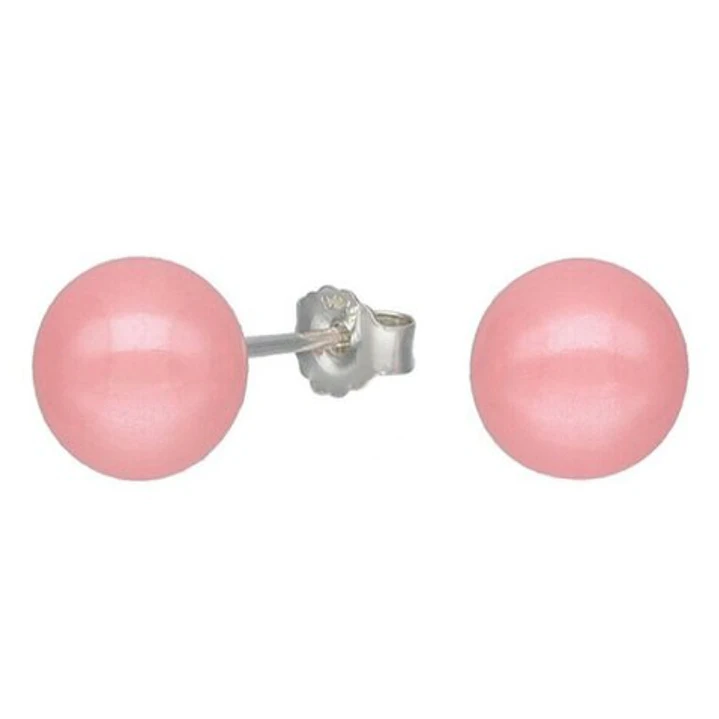 Aros con Perla Rosada 8 mm en Plata 925  1