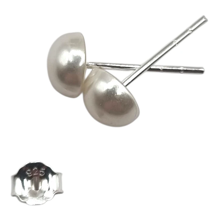 Aros con Media Perla 6 mm en Plata 925 3