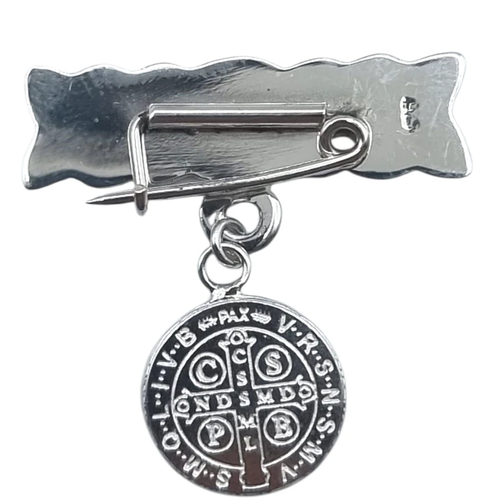 Colgante  Prendedor San Benito en Plata 925 3