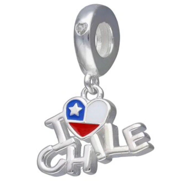 Colgante Charm Bandera de Chile Esmaltado en Plata 925 1