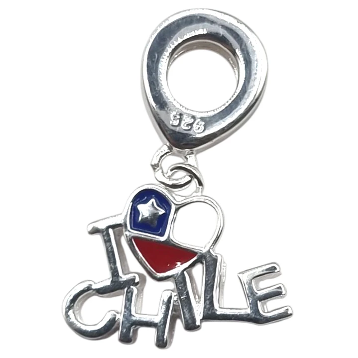 Colgante Charm Bandera de Chile Esmaltado en Plata 925 2