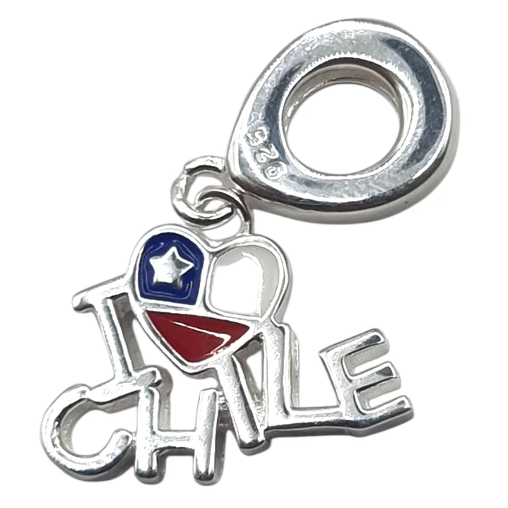 Colgante Charm Bandera de Chile Esmaltado en Plata 925 3