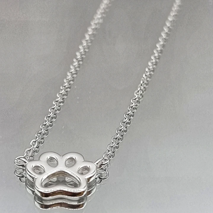 Collar de Plata 925 con Huella de Patita  3
