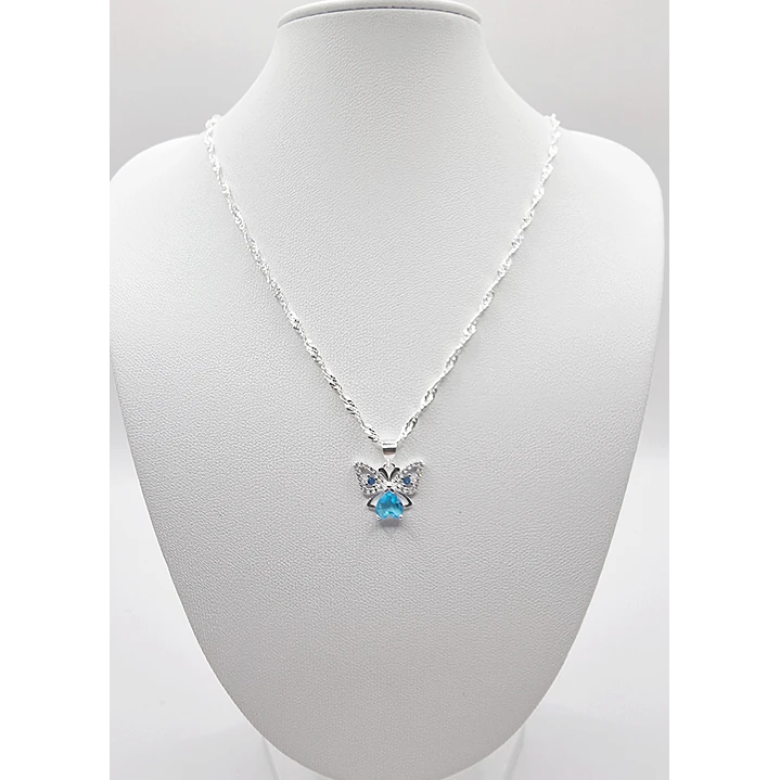 Collar Colgante Mariposa Corazón Circones Plata 925  2