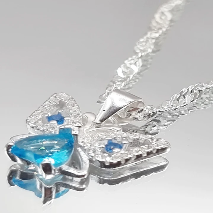 Collar Colgante Mariposa Corazón Circones Plata 925  3