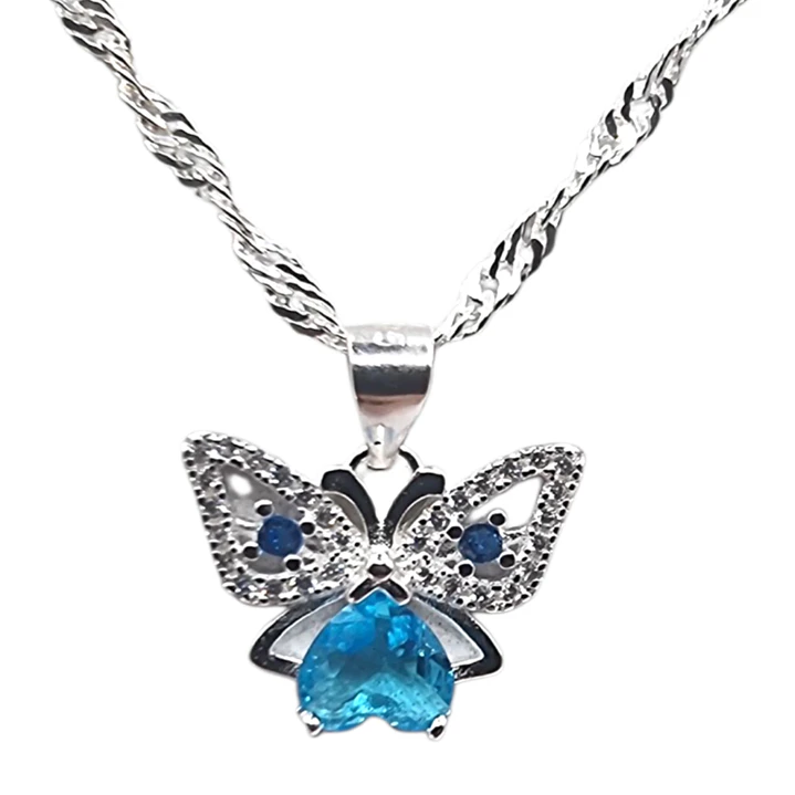 Collar Colgante Mariposa Corazón Circones Plata 925  1