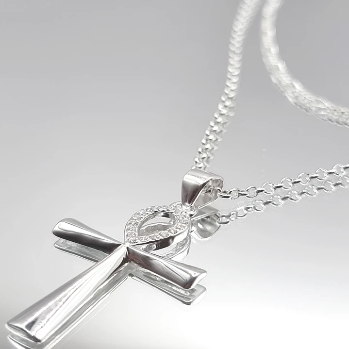Collar con Cruz Egipcia Circones en Plata 925 2