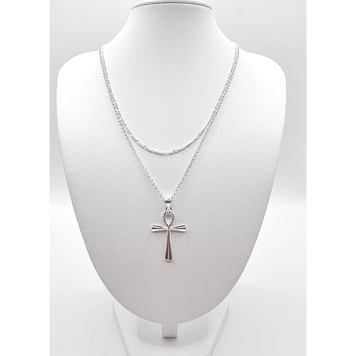 Collar con Cruz Egipcia Circones en Plata 925 3