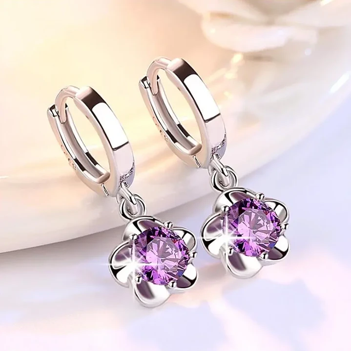 Aros de Plata 925 con Circón Violeta 1