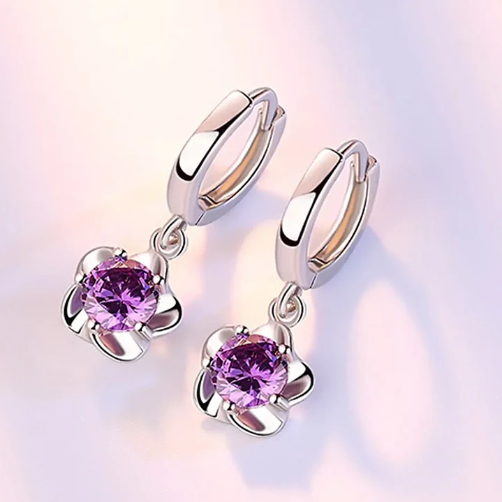 Aros de Plata 925 con Circón Violeta 2