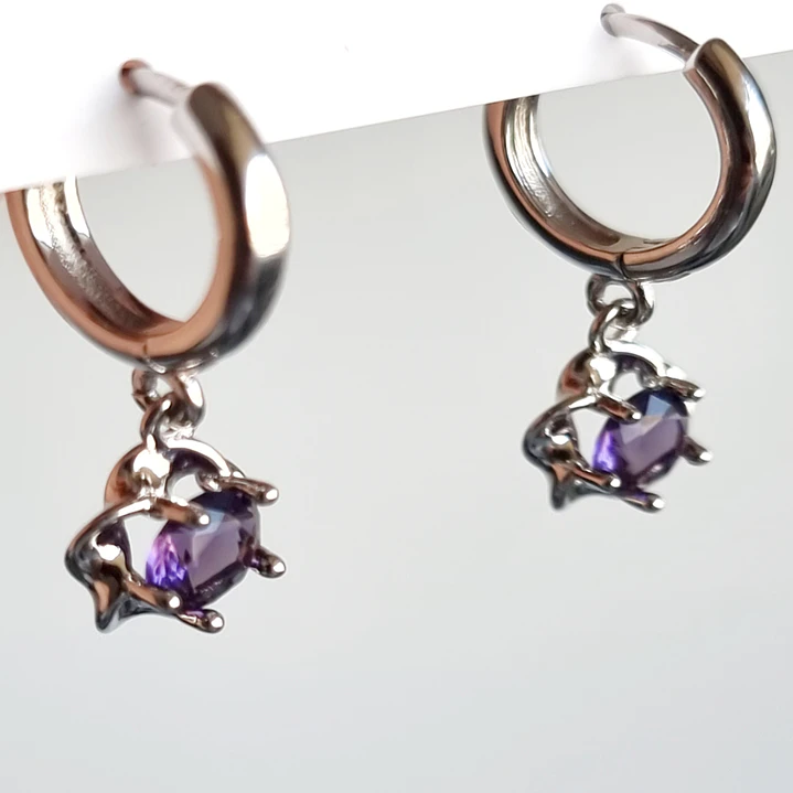 Aros de Plata 925 con Circón Violeta 3