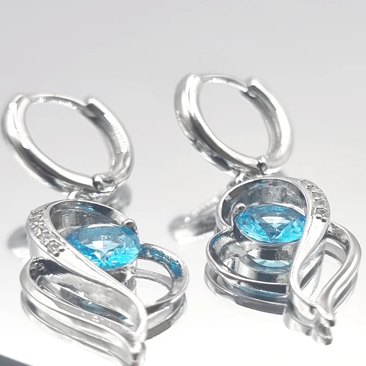 Aros Plata 925 con Circonita Azul 3
