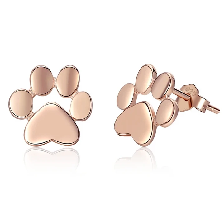 Aros de Plata 925 con Huella Perrito Dorado  1