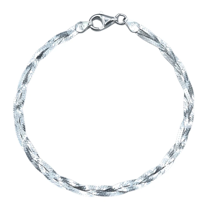 Pulsera en Plata 925 Cinta Trenzada Italiana  1