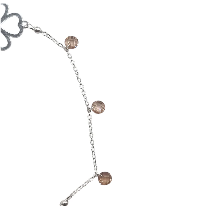 Pulsera en Plata 925 Trébol de la Suerte Con Cristales Ambar  2