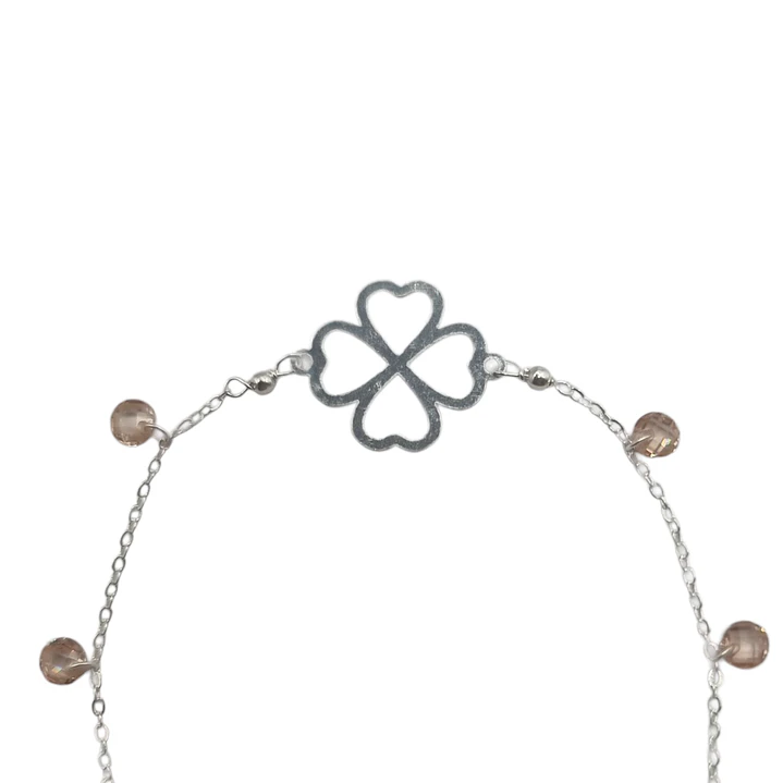 Pulsera en Plata 925 Trébol de la Suerte Con Cristales Ambar  3