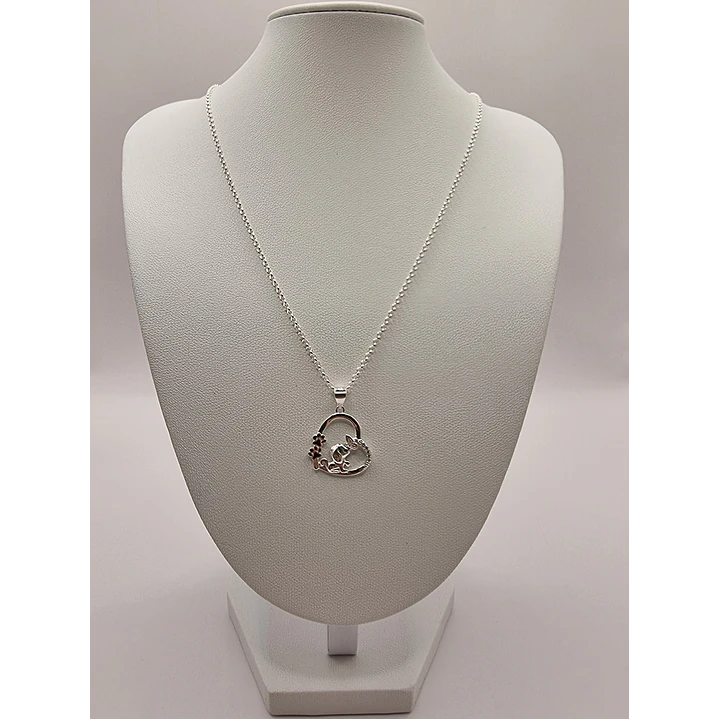 Collar Corazón con Patita de Perrito en Plata 925 con Circones  2