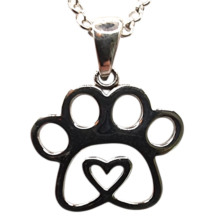 Collar con Colgante de Patita y Corazón en Plata 925  1