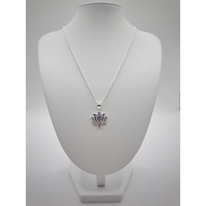 Collar Flor de Loto con Circones 7 Chakras en Plata 925  2