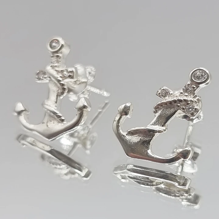 Aros Ancla en Plata 925 2