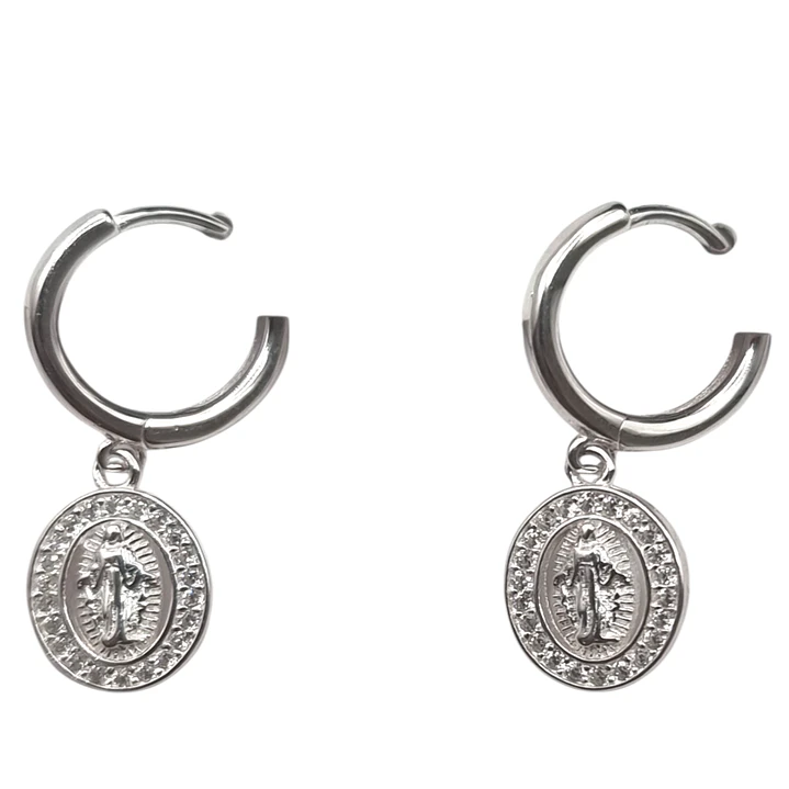 Aros Argolla Virgen de los Rayos Milagrosa en Plata 925  3