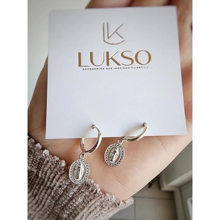 Aros Argolla Virgen de los Rayos Milagrosa en Plata 925  2