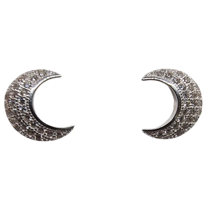Aros Media Luna en Plata 925 con Circones  1