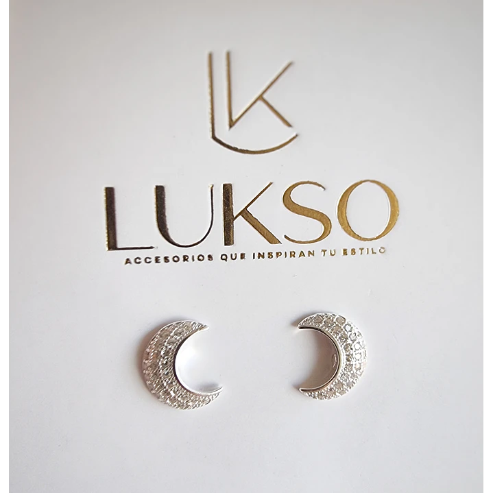 Aros Media Luna en Plata 925 con Circones  2