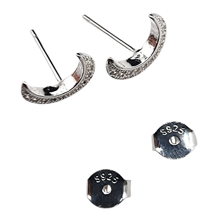 Aros Media Luna en Plata 925 con Circones  3