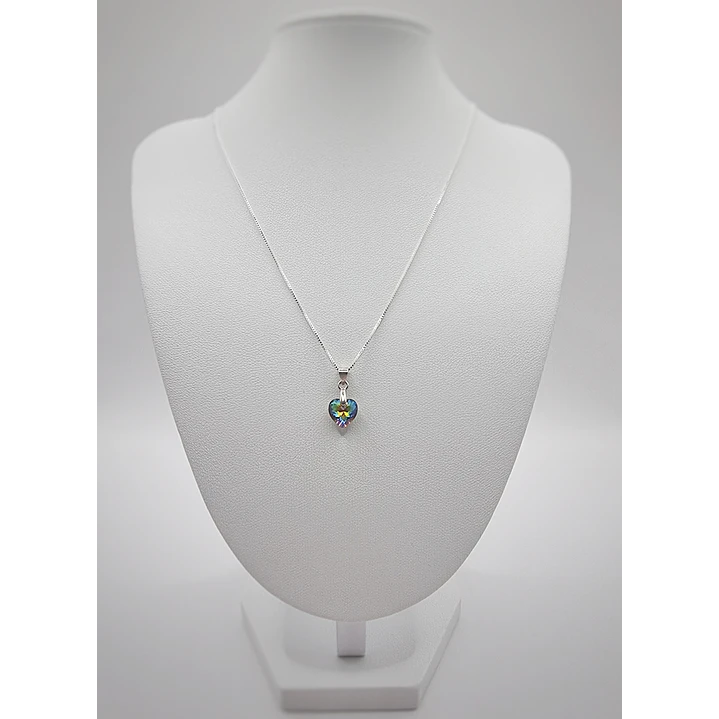 Conjunto Collar y Aros Con Cristal Austriaco tornasol en Plata 925  2