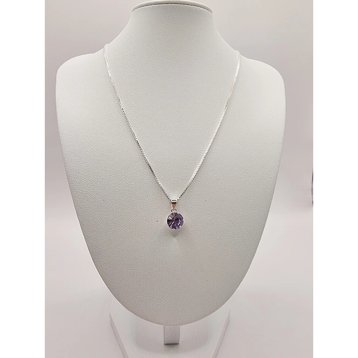 Conjunto Collar y Aros Con Cristal Austriaco Lila en Plata 925  2