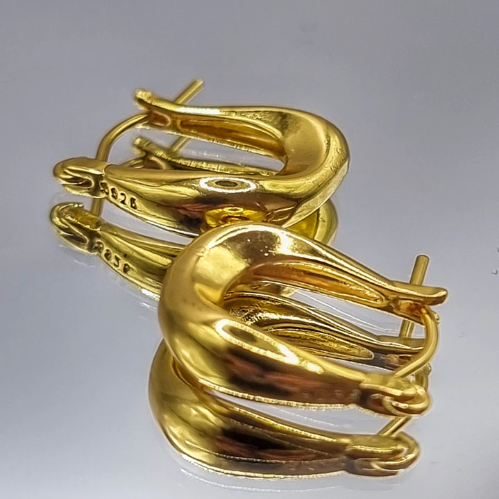 Aros Argollas Dorados en Plata 925  5