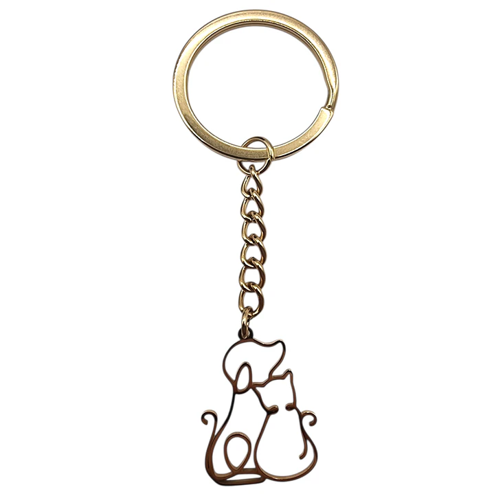 Llavero Perrito y Gatito en Acero Inoxidable  1