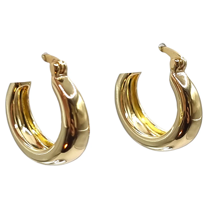 Aros Argolla Baño Dorado Brillantes  1