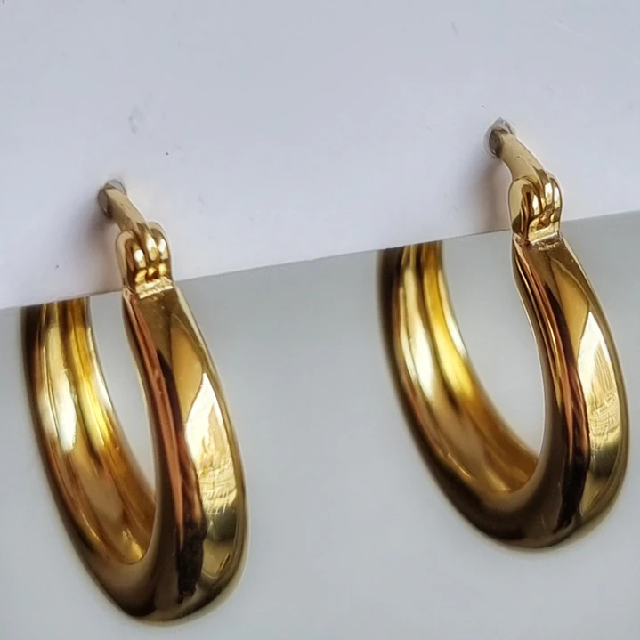 Aros Argolla Baño Dorado Brillantes  2