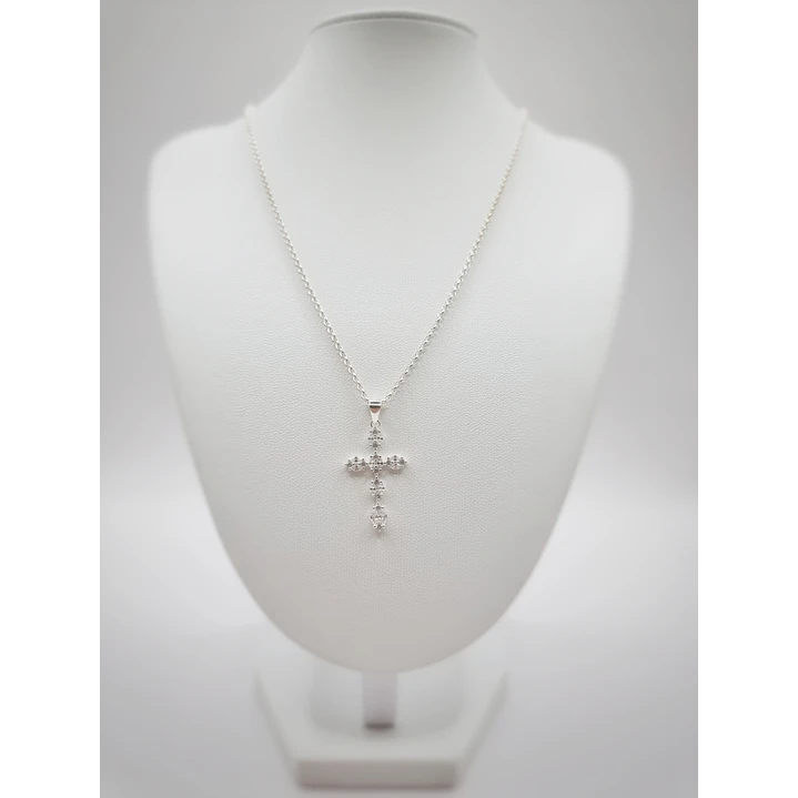 Collar Cruz en Plata 925 con Circones Brillantes  3
