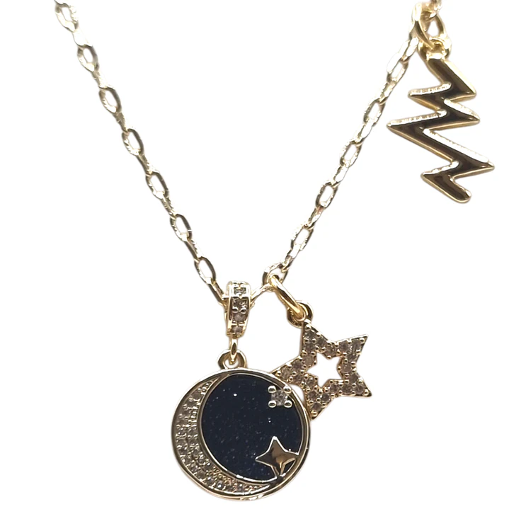 Collar Media Luna Dorada Brillante  1