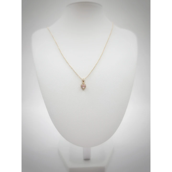 Set Collar y Aros Corazón Rosado Brillante  2