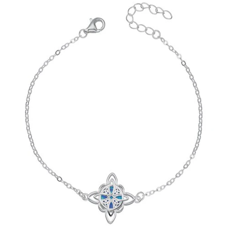 Pulsera en Plata 925 Nudo de Brujas Ópalo Azul  1