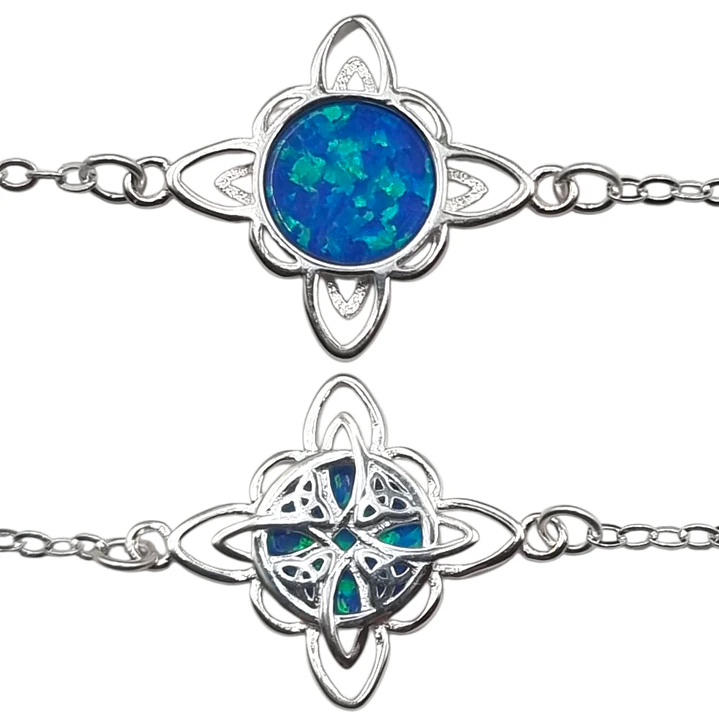 Pulsera en Plata 925 Nudo de Brujas Ópalo Azul  2