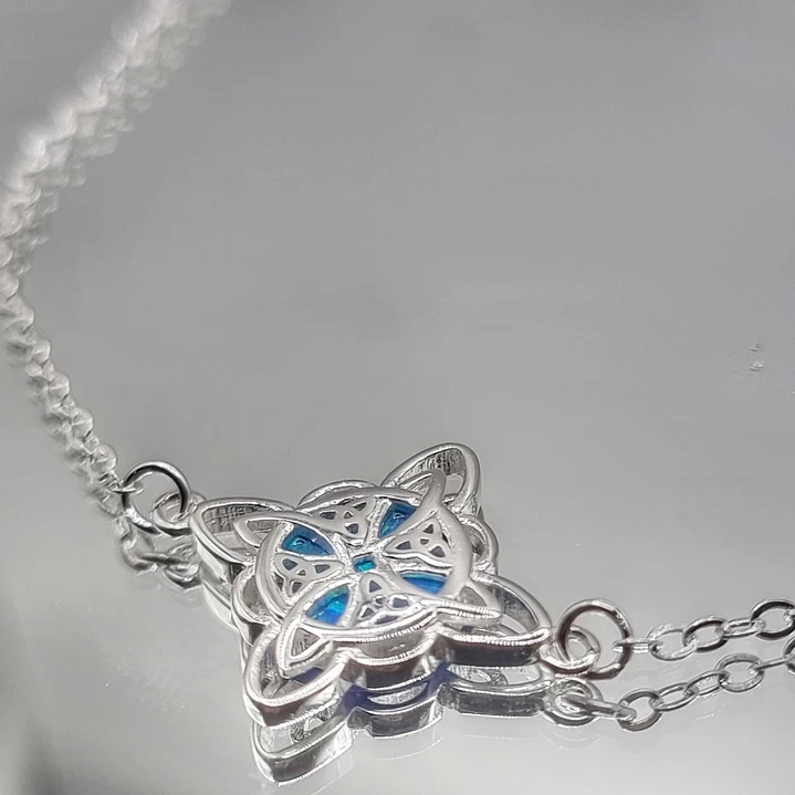 Pulsera en Plata 925 Nudo de Brujas Ópalo Azul  3