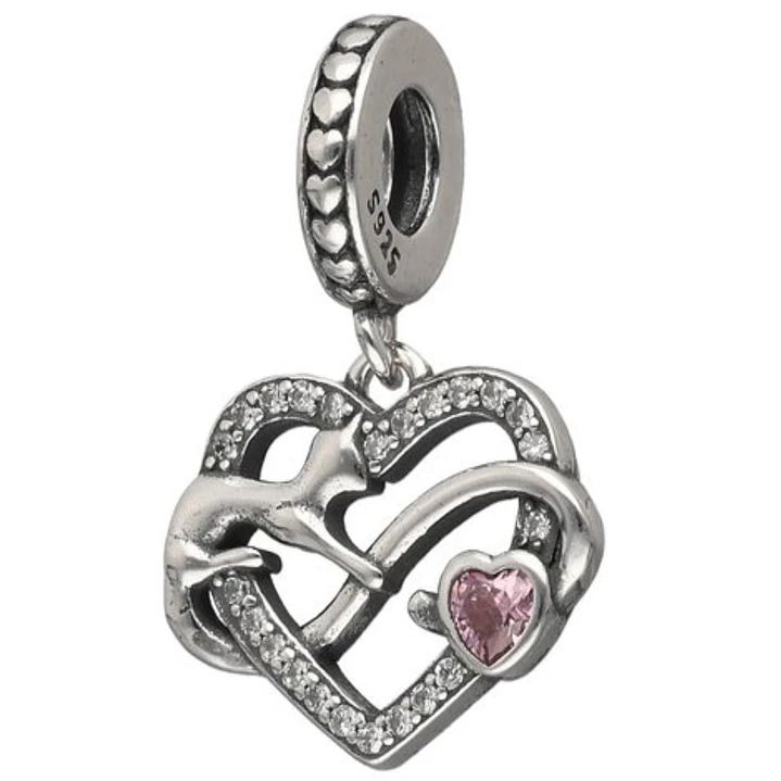 Charm Gatito Corazón Infinito Brillante en Plata 925  1