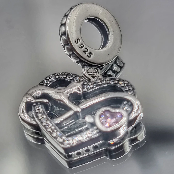 Charm Gatito Corazón Infinito Brillante en Plata 925  3