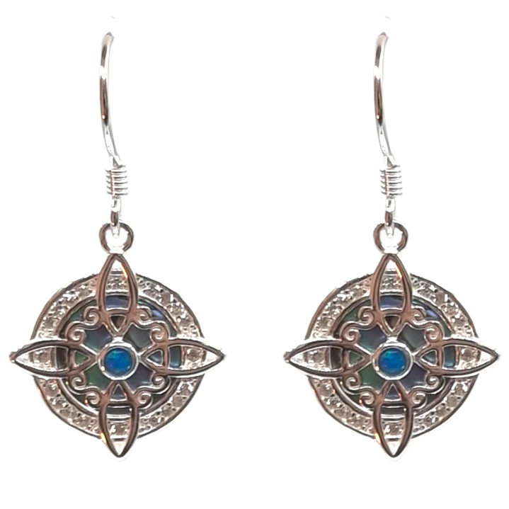 Aros Colgantes Nudo Bruja Ópalo Azul en Plata 925  1