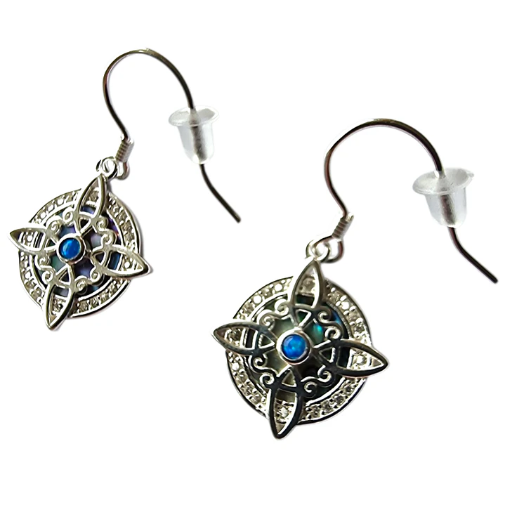 Aros Colgantes Nudo Bruja Ópalo Azul en Plata 925  2