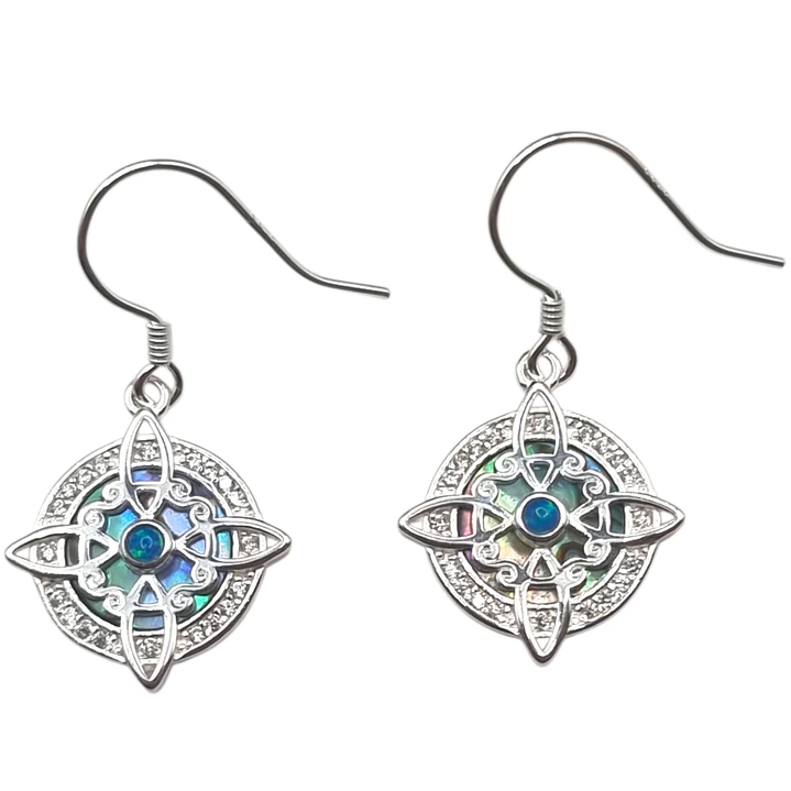 Aros Colgantes Nudo Bruja Ópalo Azul en Plata 925  3