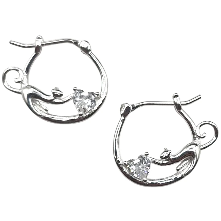 Aros Argolla Gatito Circón Brillante en Plata 925  2
