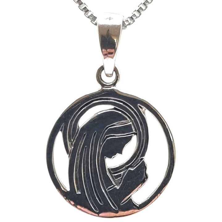 Collar Virgen Medalla Religiosa en Plata 925  1