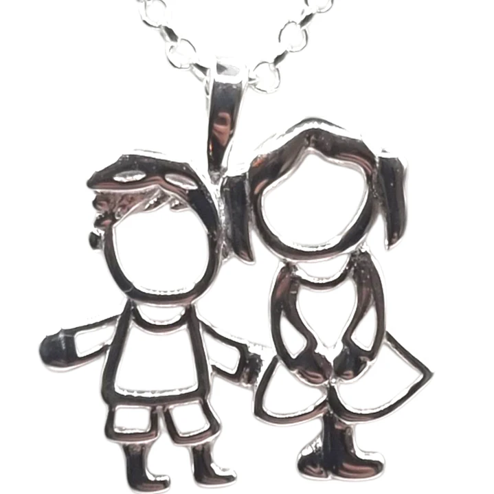 Collar Familia Niño y Niña en Plata 925  1