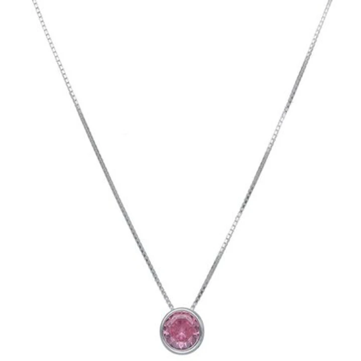 Collar Punto de Luz Rosa Francia en Plata 925  1